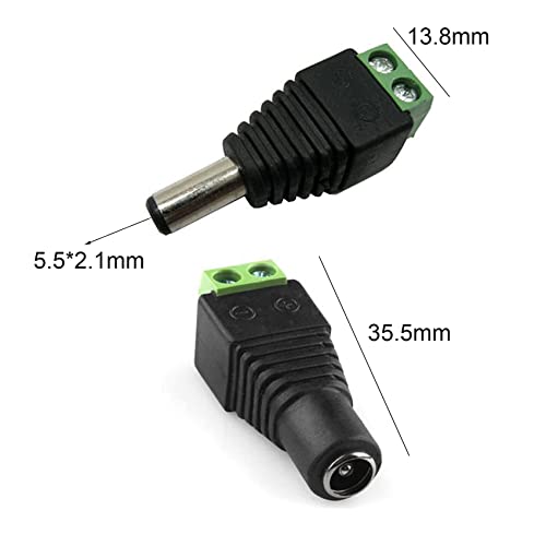 iJiGui-4-Pairs-DC-Connector-Male-Female-Professional-55-x-21-mm-12-V-DC-Screw-Terminal-Plug-Connector-for-CCTV-Security-Camera-DVR-and-LED-Strip-Light
