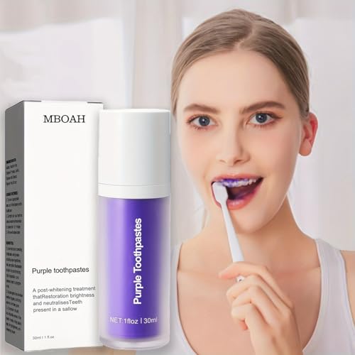 VIDSTW 2 Stück Whitening Zahnpasta Lila Pumppumpe Lila Zahnpasta Weisse Zähne Natürliche Inhaltsstoffe 30 ML Whitening Toothpaste Sanfte Aufhellung Farbkorrektur für Entfernung Von Kaffeeflecken