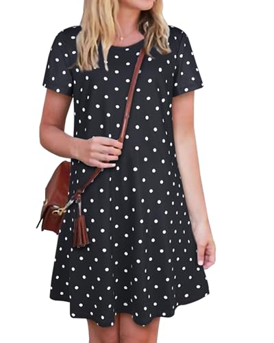 Image of Womens Summer Dresses Beach Casual Loose Tshirt Floral Short Sleeve Flowy Pockets Sundresses 2026