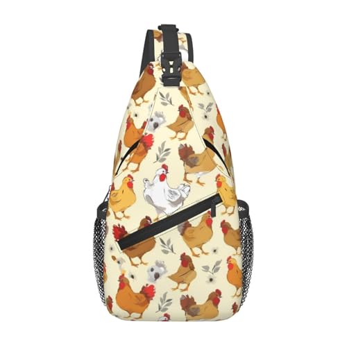 Morrales tipo Sling con estampado de gallinas, mochila para viaje y senderismo miniatura 1