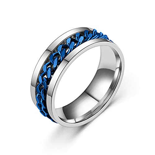 instaZONE™ Fidget Ring for Men Anxiety Rings: 8mm Stainless Steel Spinner Ring, Thumb Ring with Chain Mens Stress Relief Spinning Ring in Blue - Size 9 for Men & Boy (B0C8BQFYWH) Amazon Price History, Amazon Price Tracker