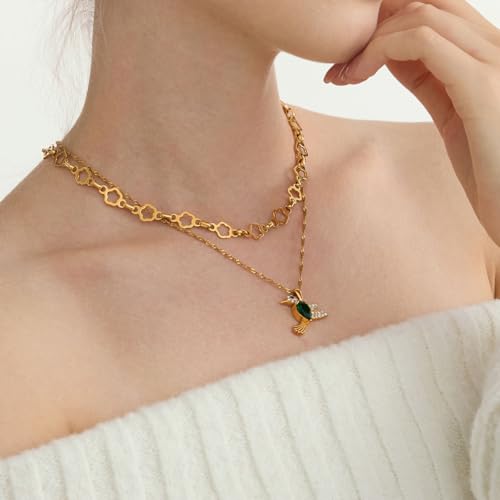 Image of 18k Gold Plated Vintage Dainty Pink Gemstone Bow Pendant Necklace Women Court Style Oval Cut Zircon Necklace