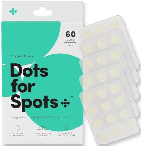 Dots for Spots Pimple Patches For Face, Fast Acting, Translucent Hydrocolloid Zit Patches that Unclog Pores Korean Skin Care, Vegan, Cruelty Free (60 count)