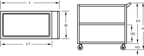 GSW Functional Plastic Utility Bus Cart, 16-1/4" x 33-1/4" x 39"