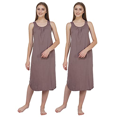 Image of BLAZON Women's Cotton Hosiery Solid Maxi Nighty Slip (Pack of 2) Available Sizes: S, M, L, XL, 2XL, 3XL, 4XL, 5XL