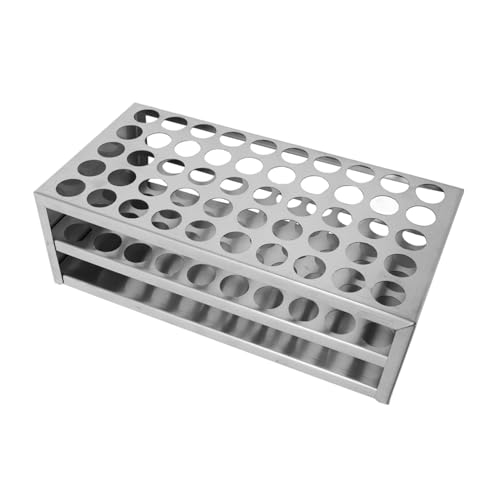 KICHOUSE Sturdy Stainless Steel Test Tube Rack 50-Slot Holder Space-Saving Lab Storage