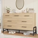 GarveeHome 7 Dresser for Bedroom, Freestanding 52 in Wide Drawer Dresser with Storage, Wooden Closet Storage Chest for Living Room, Bedroom, Entryway, Natural Oak