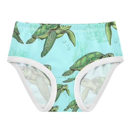 Green Sea Turtles Cotton Toddler Underwear, Kids Underwear, 2T–8 Years