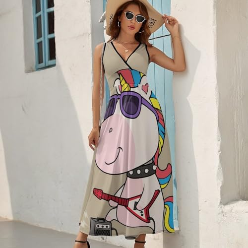 Robe longue d'été sans manches femmes coupe maxi fluide
