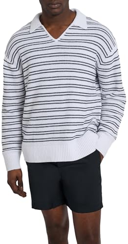 Men's Cotton Linen Textured Long Sleeve Polo