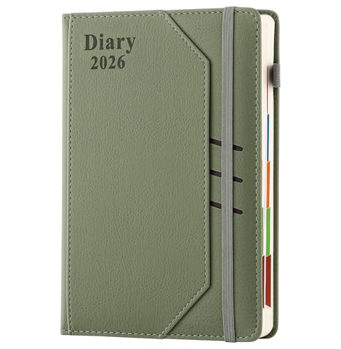 Agenda escolar 2026 una página por día – Formato A5 – 1 día por página, de enero de 2026 a diciembre de 2026 – Con bolsillo – Verde