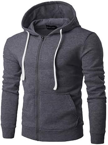 Mens Zip Up Hoodie Oversized Zipper Hooded Sweatshirts Trendy Casual Jacket — view 3