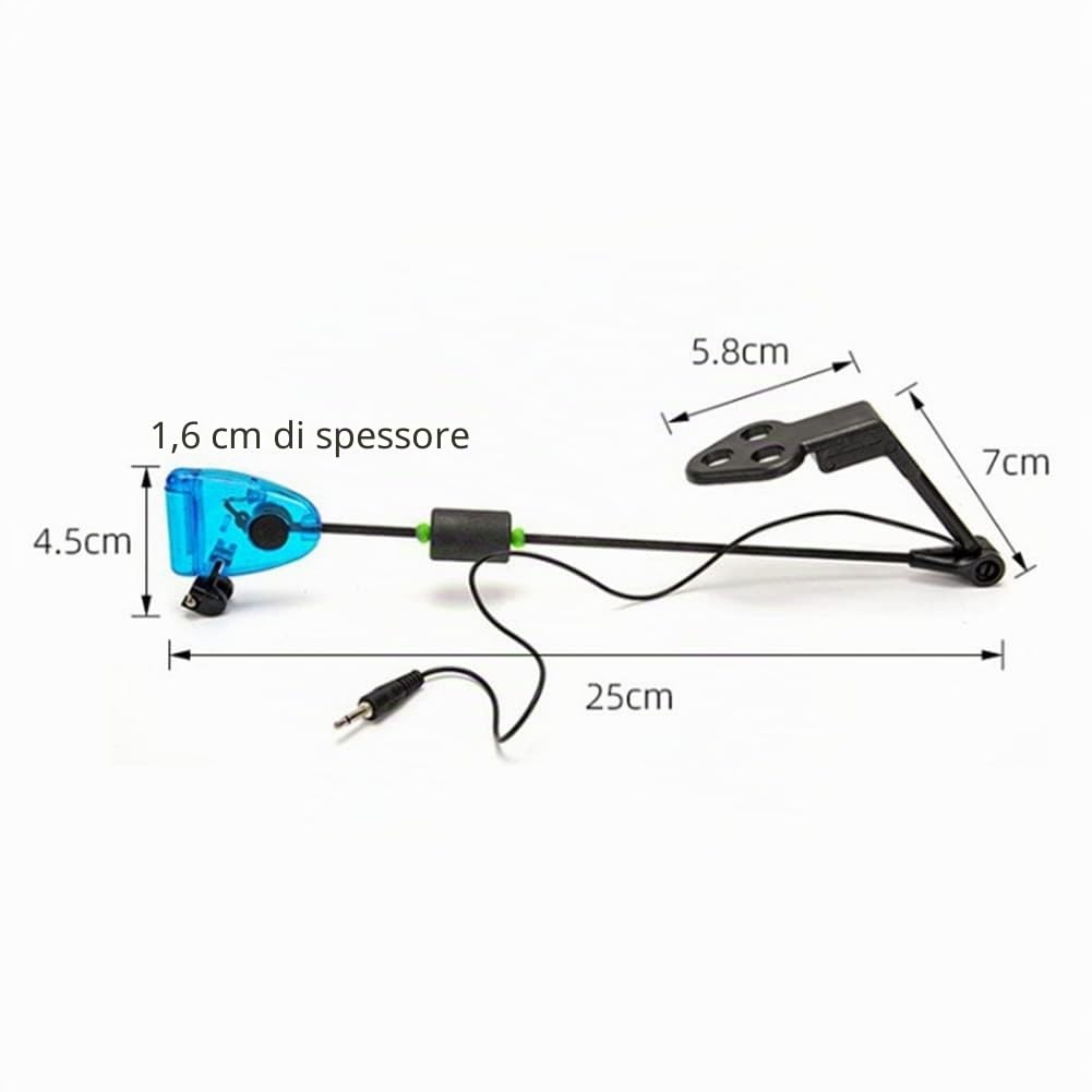 Set di 4 scambisti da pesca con indicatore di morso in set con cerniera, scambisti illuminati a LED per la pesca alla carpa