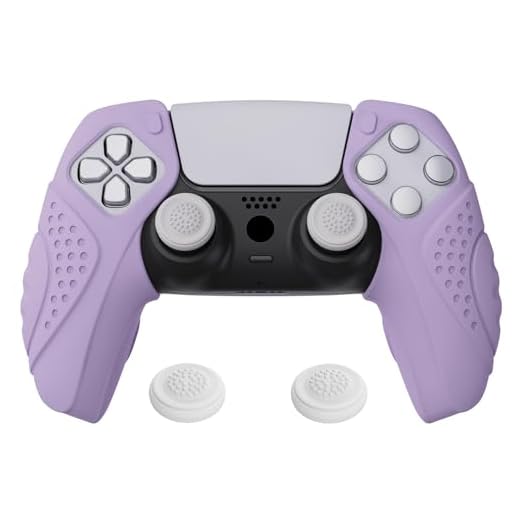 PlayVital Guardian Edition Ergonomic Soft Controller Silicone Case Grips for ps5 Compatible with Charging Station Rubber Protector Skins with Thumbstick Caps for ps5 Controller - Mauve Purple