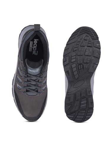 Image of Liberty Leap7x COLUMBO-1E Lacing Men Running Shoes - Dark Grey, Olive Green & Camel | Lightweight Sports Shoes with Comfortable Upper - Cushioned Footbed Suitable for Gym, Marathon, Walking & Outdoor