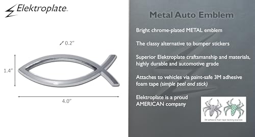 Image of Elektroplate Christian Fish Chrome All Metal Emblem for Cars, Trucks, and All Auto | Universal Fit at 4 inch x 1.4 inch | Weatherproof