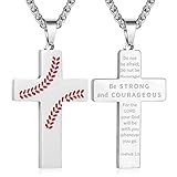 Zocomi Baseball Cross Pendant Necklace for Boys Men Stainless Steel Chain Bible Verse Religious Chri