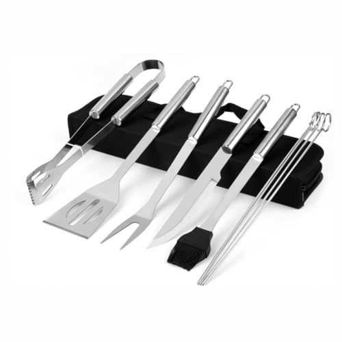 Kit para churrasco, composto de 9 peças - conjunto de ferramentas de churrasco de aço inoxidável - c