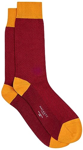 Hackett London Men's Herringbone Socks, Red (Brick), L