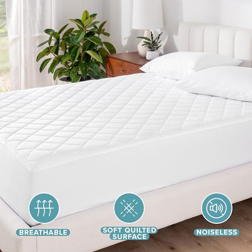 Image of Bare Home Waterproof Quilted Mattress Pad (Split Flex King) | Cooling Mattress Pad, Protect Against Spills, Easy Wash, Fitted Mattress Cover, Stretch-to-Fit up to 15 Inches Deep