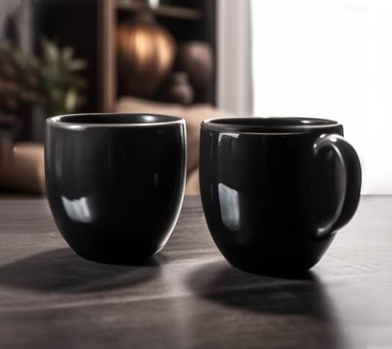 Buy Praahi Lifestyle All Black Glossy Ceramic Tea/Coffee Cup Set of 6