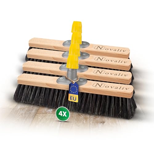 Novaliv 4X Besenkopf 40cm Rosshaar Mischung I Besen ohne Stiel Feinstaubbesen I Werkstattbesen Kehrbesen Hofbesen