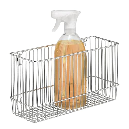 iDesign Classico Steel Wire Over-The-Cabinet Door Hanging Storage Basket – 5.2″ x 11.4″ x 13.4″, Chrome