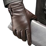 Windmilne Herren-Lederhandschuhe, Winter, warm, dick, Outdoor, Autofahren (Bruin L)