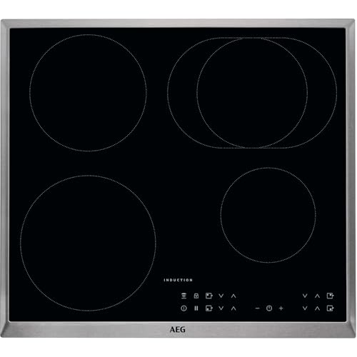 AEG - Placa de cocina (eléctrica, empotrada), 6 elementos de calor, 57,6 cm, función Hob²Hood, indicadores electrónicos para todas las zonas de cocción, color negro 60 cm, mit Bräterzone Negro