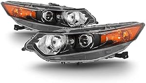 VIPMOTOZ Black Housing OE-Style Projector Headlight Headlamp Assembly For 2009-2014 Acura TSX Xenon HID Model, Driver & Passenger Side