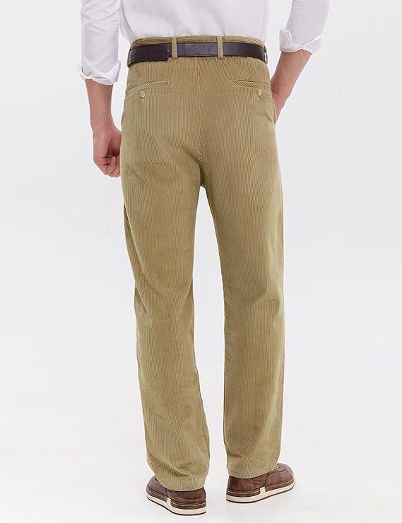 IDEALSANXUN Mens Corduroy Pants Pleated Casual Straight Leg Fall Winter Dress Pant Trouser3