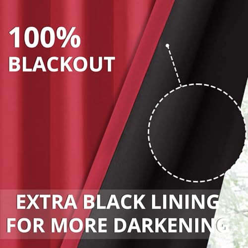 Image of Cloth Fusion 100% Blackout Window Curtains 5 Feet Long Set of 2 with Blackout Lining, Double Layer Room Darkening Parda with Stainless Steel Grommets for Home Decor (5x4 Feet, Viva Magenta)