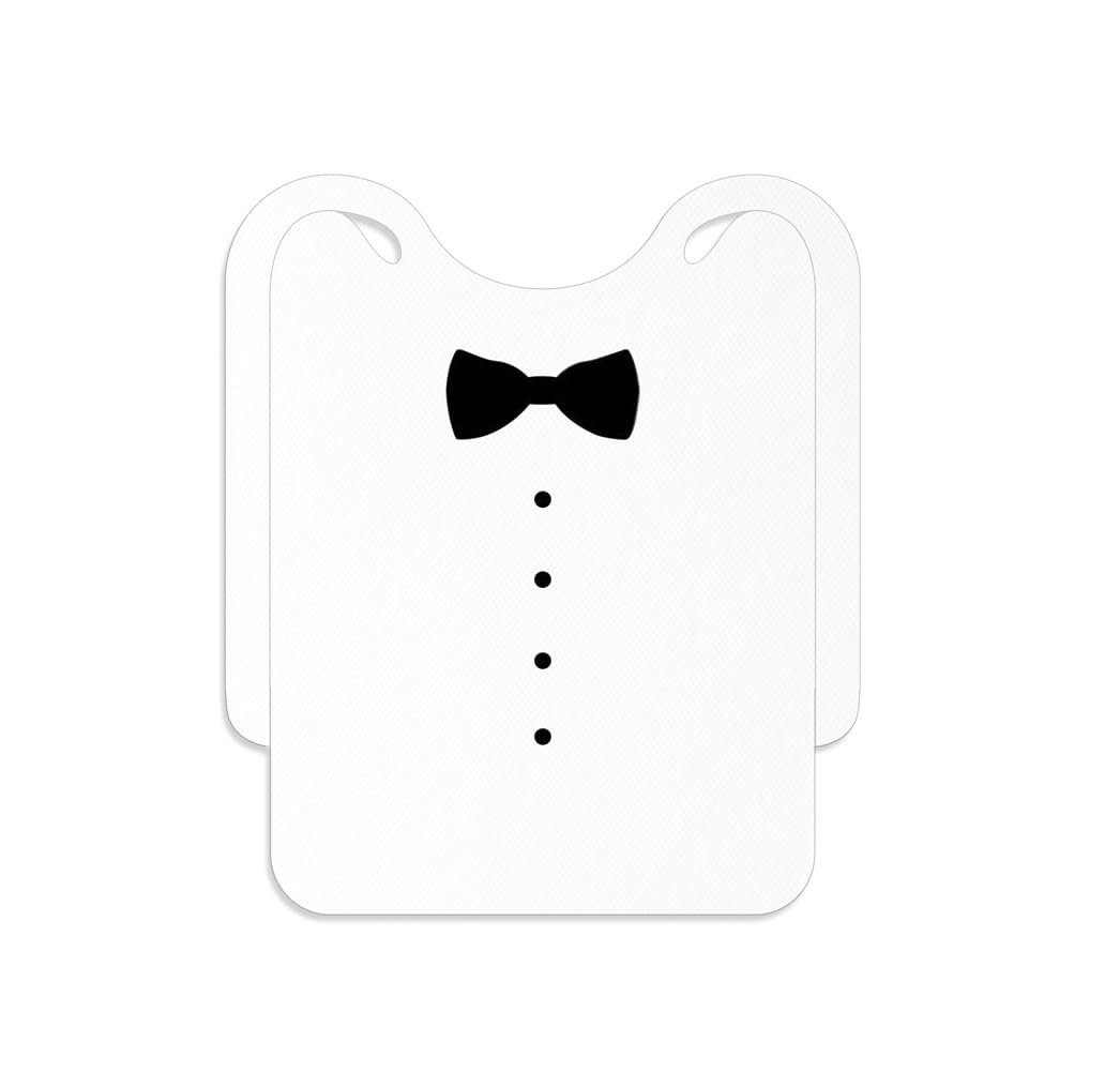 MAQA 50 pz Bavette impermeabili in TNT 35x45 cm, Bavaglini monouso con papillon, bavaglie usa e getta adulti