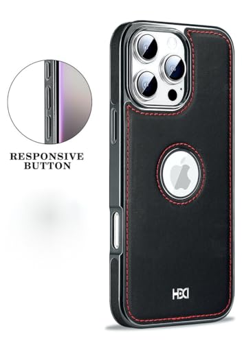 Image of BOUNCEBACK Vegan Leather Logo Cut Electroplated Back Case /Cover for iPhone 16 Pro - Sporty Black