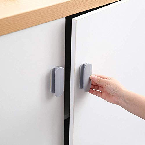 Image of Adhesive Cabinet Handles, Self-Stick Instant Cabinet Handles Alloy No Drilling Push Pull Handles Helper for Kitchen Cabinet Drawer Window Sliding Closet (Grey, 2 Pcs)