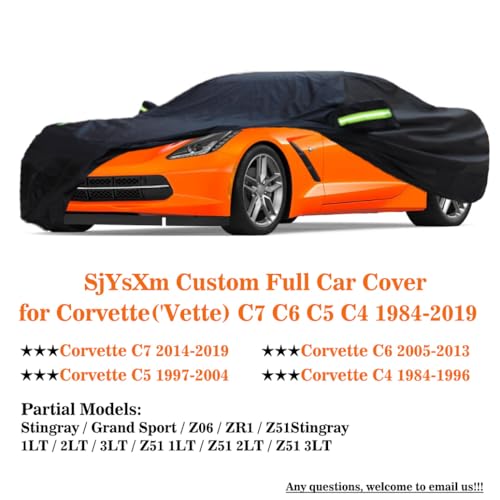 Image of Upgraded Car Cover Compatible with Chevrolet Corvette 1980-2019 C7 C6 C5 C4, Waterproof All Weather Car Covers with Cotton Lining, Heavy Duty Rain Snow Sun UV Cover for Outdoor Indoor