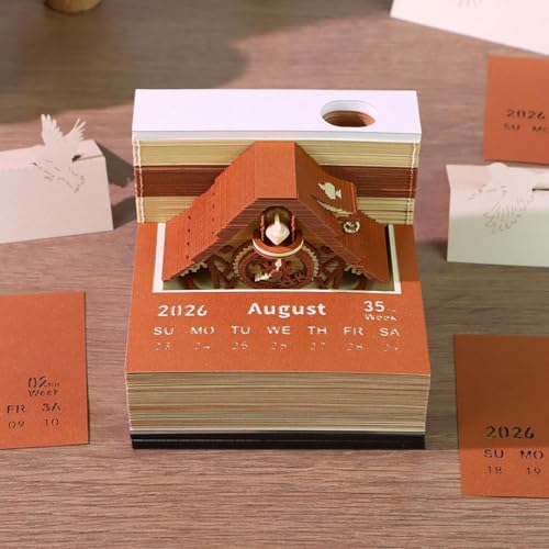 Calendrier 3D 2026 bloc-notes anti-oubli avec support acrylique pour optimiser l'espace de bureau - 3