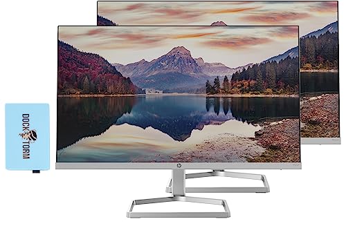 Image of HP 22 1080P FreeSync Monitor, 22 inch IPS Anti-Glare (1920x1080) Display | Bundle with Docztorm Dock, VGA, HDMI, Adjustable Tilt, Ideal for Home & Business, Black & Silver 2 Pack