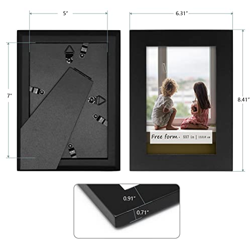 5X7 Black Picture Frames Set Of 2, Solid Wood Photo Frame With High Definition Glass, Rustic Simpe Classic Handmade Wooden Photo Frames For Wall Mounting Or Table Top Display Decoration #TOP1