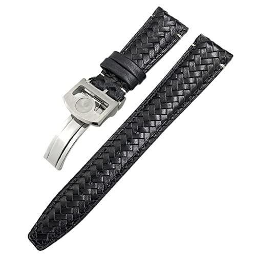 Bracelet de montre tissé en cuir 20mm 21mm 22mm bout incurvé
