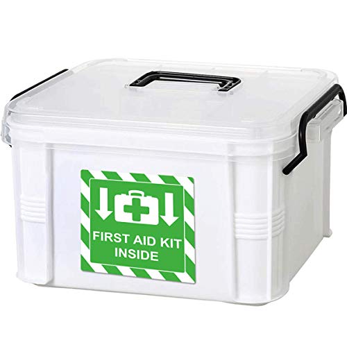 Green First Aid Kit Inside Red Fire Extinguisher Inside Stickers 4 Inch - Adhesive First Aid Kit Sign Decals UV Resistant 8 Pcs (Red, 4 inch)