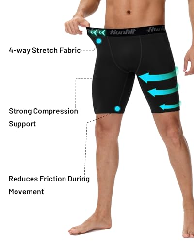Runhit 2 Pack Mens Compression Shorts with Pocket, Spandex Athletic Workout Shorts, Performance Underwear for Running4