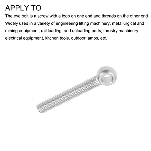 Image of METALLIXITY Shoulder Swing Lifting Bolt (M6x40mm) 2Pcs, 304 Stainless Steel Eye Bolts - for Home Renovation, Pipeline Gate Valves Fasteners, Silver
