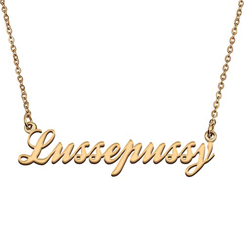 HUAN XUN Custom Name Plate Necklace Customized Unique Jewelry Gifts for Mom Mother Lussepussy
