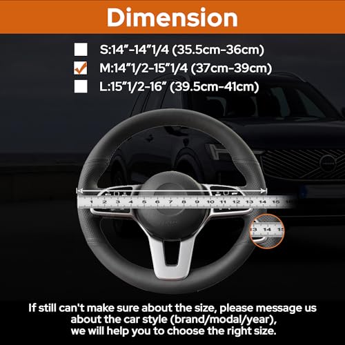 Image of CONTINENTAL [DuraGrip] O Type Medium Size Steering Wheel Cover Build with Premium Vegan Leather Anti Slip Steering Cover.