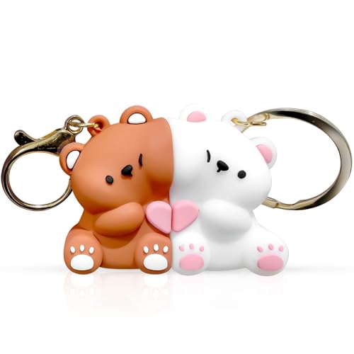 donciety Valentines Day Gifts Bear Couple Keychain Matching Keychains Cute Couple Gifts for Girlfriend Boyfriend Couples Matching Best Friend Keychain Birthday Valentines Wife Husband Wedding