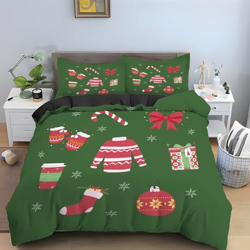 Housse de couette 200x200 pull de noël en microfibre douce avec zip - 2