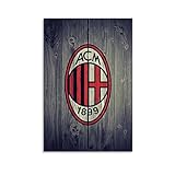 ckklik AC Milan Poster Art Vintage Wood Design Wall Print Football Club Decor Opera d'arte sportiva per la casa Regalo unico per i fan stile retrò Wall Art Team Emblema regalo 61 x 91,4 cm senza