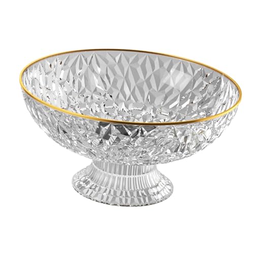 Fruit Bowl Kitchen Strainer Bowl Round Vegetable Strainer Basket Buffet Plates Multiuse Large Container for Table Centerpiece, Clear