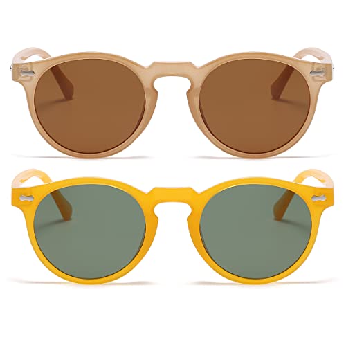 Image of Vintage Polarized Sunglasses for Men Women Round Retro Classic Fashion Eyewear UV400 Protection Sun Glasses